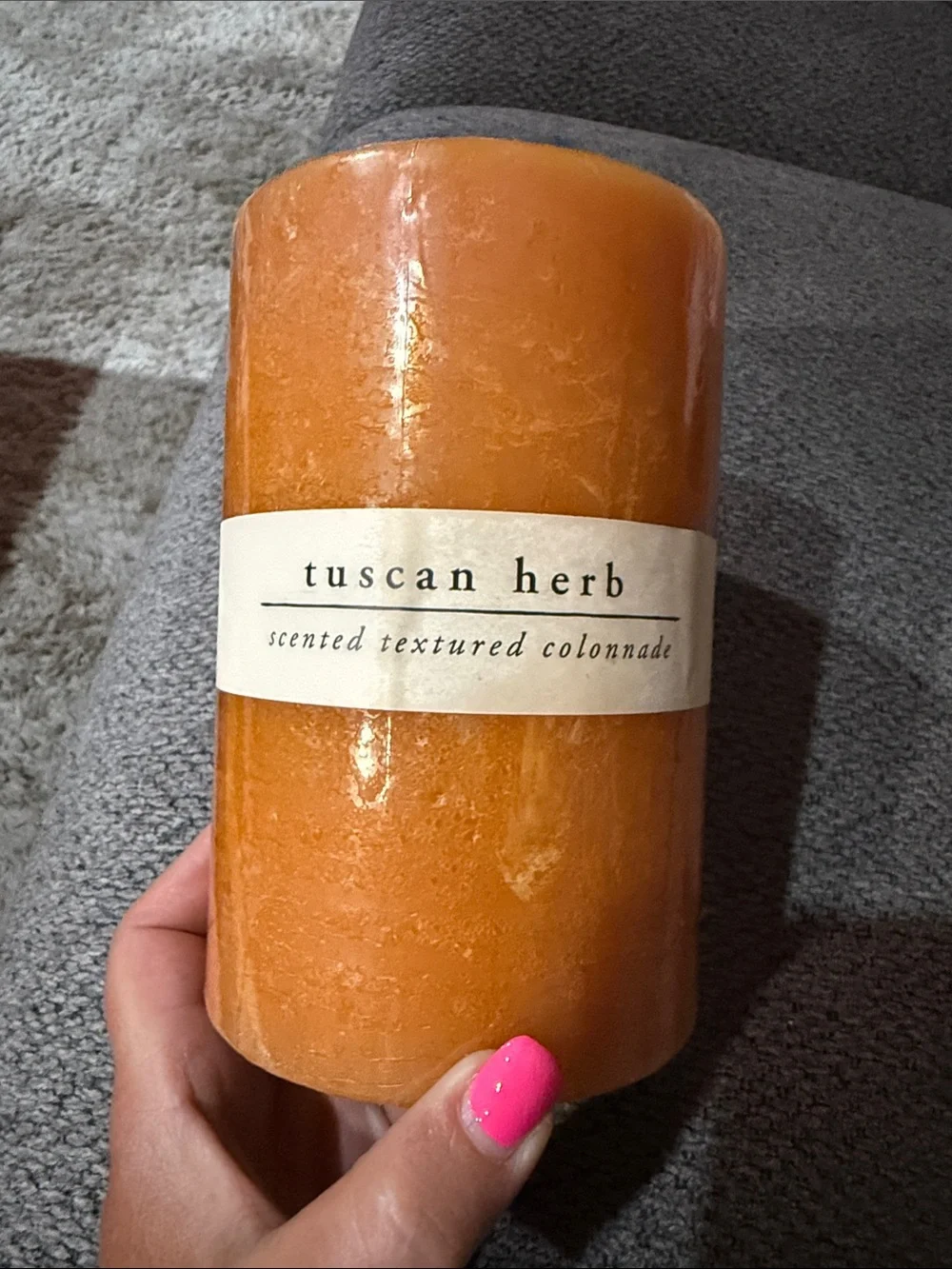 Pier 1 Orange Textured Pillar Candle